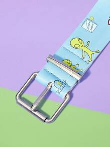 SCOOBY-DOO X SHEIN 1pc Women's Cartoon & Letter Pattern Blue Fashion Belt - Multicolor - View 3