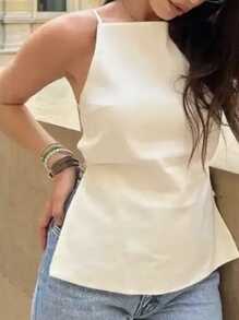 SHEIN EZwear 2 件女士休闲露背细肩带吊带背心，适合夏季度假 - 彩色 - 查看 11