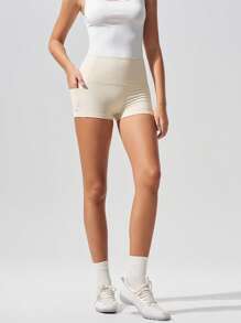 Fluxe Movishi High Stretch 2pcs Set: Solid Color Shorts & One-Piece Skirt Shorts For Women