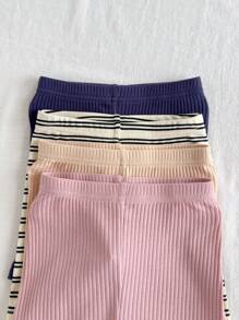 Loomiva 4件套女婴针织柔软松紧腰休闲短裤套装 - 彩色 - 查看 5