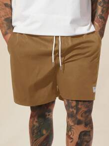 EASEVO 大码梭织宽松直筒休闲短裤 - 駝色 - 查看 4