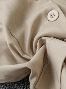 Franclia 休闲时尚百搭系带不对称下摆女式半身裙，卡其色，夏季新品 - 卡其色 - 查看 5