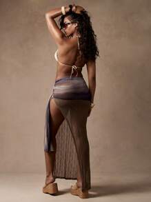 MISSGUIDED Summer Beach Maxi Sarong Wrap Skirt Holiday Resort Asymmetric Mesh Lace Cover Up Side Split Pool Swimwear Bottom - Multicolor - View 2