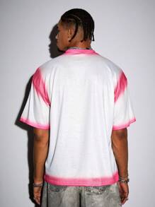 ROMWE MEN Street Life Men's Y2K Loose Fit Spray Painted Graphic Letter & Figure Print Short Sleeve T-Shirt - White - View 6