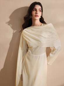 Graceveil Váy voan satin bất đối xứng thanh lịch cho nữ - Màu be - Xem 5