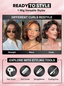 ALL READY WIG Wear Go 无胶鲍勃假发，100% 雷米真人发质，夏季短款鲍勃假发，预造型分层剪裁，4x4 预剪蕾丝，预拔发际线，预漂白，全效假发，180% 密度，4/30# 挑染巧克力棕色头发，优雅别致的女老板造型