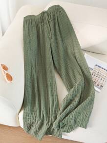 CosyJoli 大码女装新款春夏商务休闲女士海滩情人节风格时尚通勤优雅长裤，口袋长裤，海滩度假薰衣草大学生情人节夏季裤子 - 綠色 - 查看 3