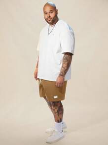 EASEVO 大码梭织宽松直筒休闲短裤 - 駝色 - 查看 3