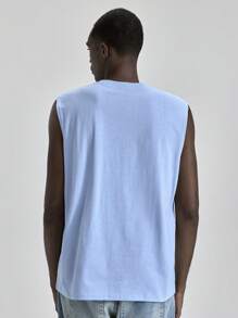 Ontre 2025 Chaleco sin mangas de unicolor de cuello redondo casual de verano para hombres, adecuado para el Día de la Independencia, el Día de San Juan, la graduación, el uso diario, una linda camiseta de tirantes de verano, vacaciones de hombres, playa, casual, trayecto, deportes