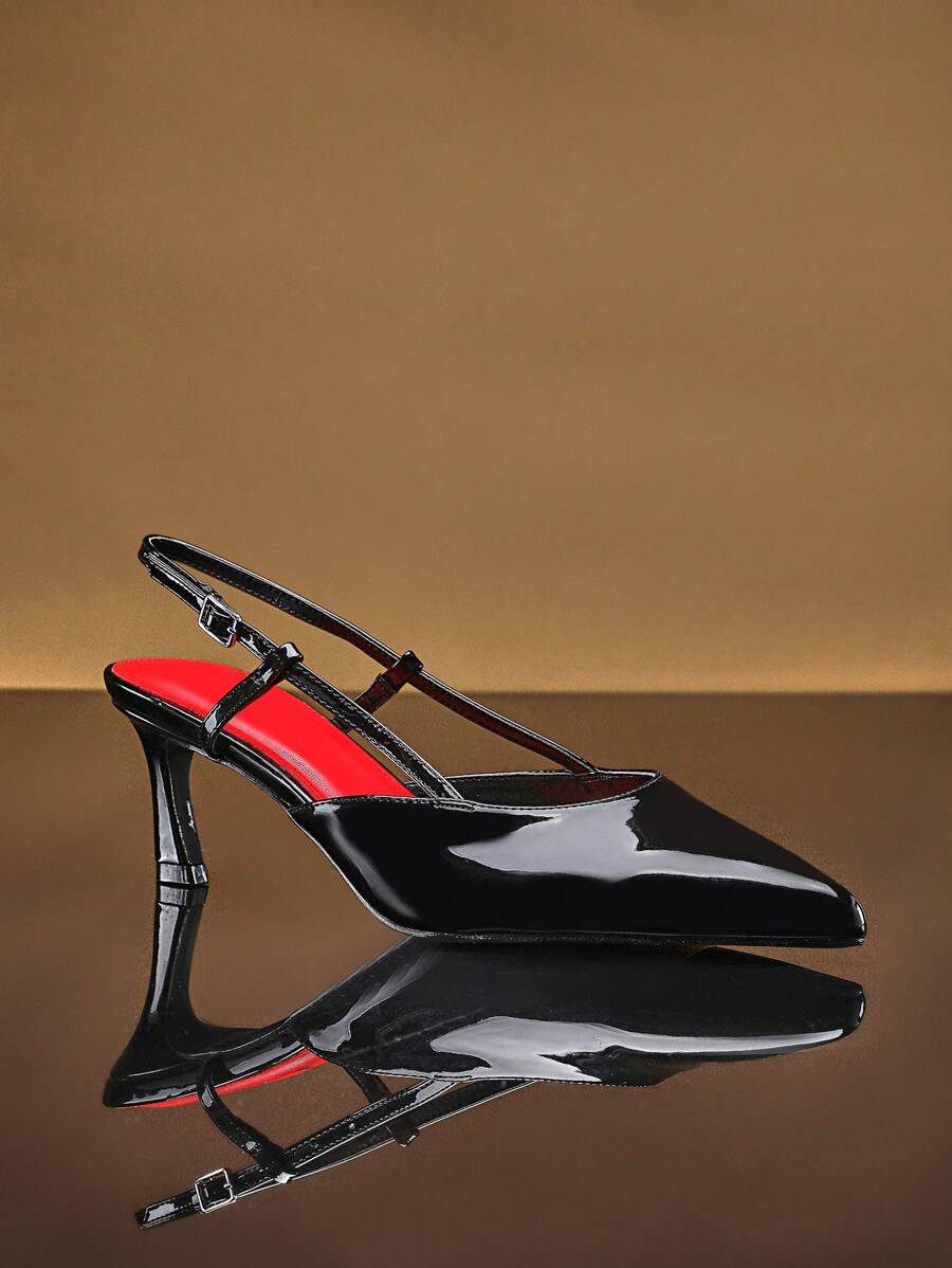 SHUZIA 女士经典细高跟鞋尖头漆皮高跟鞋