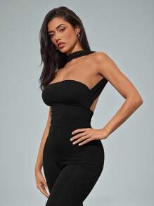 Denimoi Mono escotado y sin espalda con cuello de halter