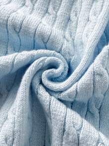 Women's Short Sleeve Patterned Knit Cardigan - Blue - View 5