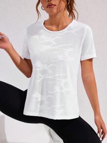 Easithlete 2 Pieces Women Sports Pullover Top With Jacquard Fabric & Mesh Patchwork Criss-Cross Back Design, Suitable For Spring/Summer Gym Shirts - Multicolor - View 6