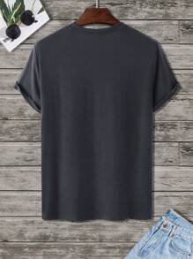 Manfinity Homme Men's Color Block Short Sleeve Round Neck T-Shirt, Fashionable For Summer - Multicolor - View 2