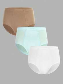 3 piezas de calzoncillos cómodos para niño preadolescente en blanco, verde y marrón claro - Multicolor - Ver 1