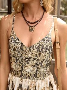 Breezaya 女式多色印花细肩带露背摆花度假连衣裙 - 彩色 - 查看 4