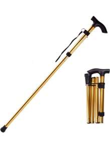 1pc Aluminum Alloy Retractable Trekking Pole, Foldable Hiking Stick With Anti-Slip Grip, Elderly Walking Belt