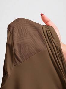 Cheerettes Women's Minimalist Solid Color Drawstring Hooded Sweatshirt - Coffee Brown - View 6