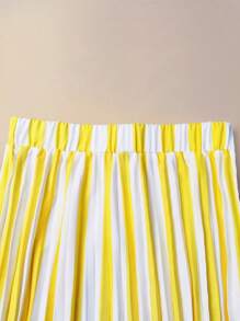 SHEIN Clasi 女士优雅百褶夏季半身裙 - 黃色 - 查看 3