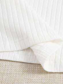 SHEIN EZwear Summer Outfits Solid Rib Knit Tank Top - White - View 2