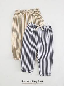 Cozy Pixies 2pcs/Set Baby Boy Colorful Striped Elastic Waist Ankle-Length Pants Set Baby Striped Pants Toddler Striped Pants Baby Boy Striped Pants Striped Baby Trousers Baby Trousers