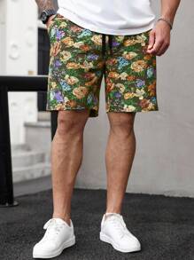 Manfinity Homme Pantaloni scurți casual pentru bărbați cu model floral, multicolori, pentru ținute de vară în aer liber - Multicolor - Vizualizare 4