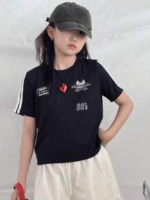 DAZY Tween Girls' T-Shirt For Fall,Back To School Clothes - Navy Blue - View 3