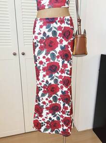 INAWLY 女士优雅花卉印花吊带背心和迷你裙两件套，夏季