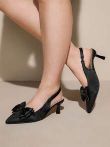 CUCCOO CURVES Women's Fashion Comfortable Low Heel Pointed Toe Wide Fit High Heel Pumps, Suitable For Commuting, Dates, Parties & Various Occasions - Black - View 3