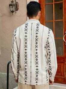 Manfinity VCAY Camisa de manga larga casual y cómoda con estampado personalizado para hombre, para verano - Blanco - Ver 4