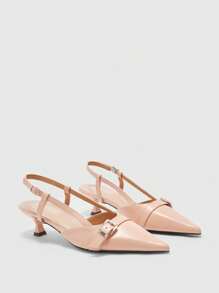 CUCCOO BIZCHIC Giày cao gót hở gót mũi nhọn thời trang cho nữ, trang phục công sở - Màu be - Xem 9