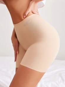 Women's Seamless Apricot Boyshorts Underwear - Casual Comfy Medium Stretch Fabric Plain Design - Apricot - View 8