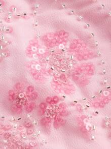 Amplova 2pcs/Set Women's Fashion Sequined Embroidered Halter Top And Mini Skirt Pink - Pink - View 3