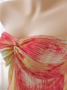 SHEIN Unity Asymmetrical Tie Dye Twist Cutout Bandeau Top - Multicolor - View 5