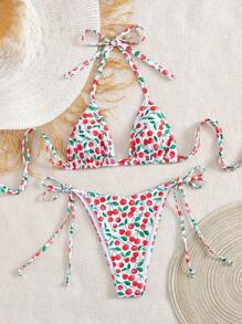 Swim Mod Women's Cherry Print Bikini Set, Cute Summer Beach - Multicolor - View 2