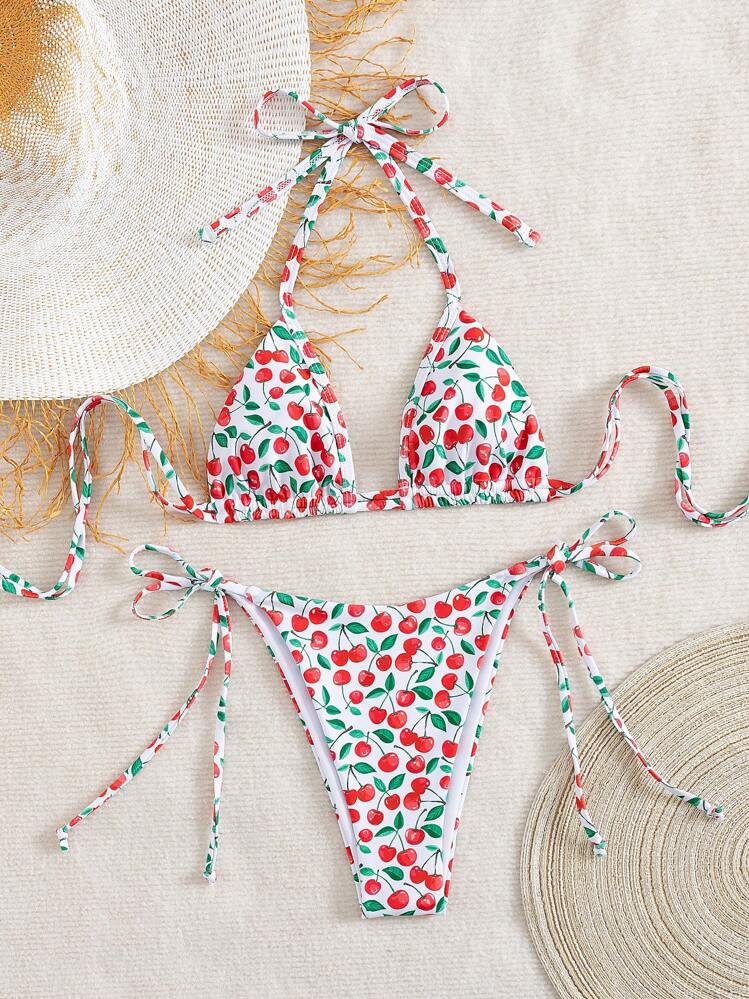 Swim Mod Women's Cherry Print Bikini Set, Cute Summer Beach - Multicolor - View 2