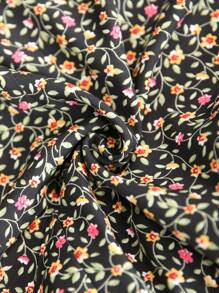 SHEIN LUNE Women's Fashionable Waist-Fitted Printed Short Sleeve Long Dress Maxi Women Outfit - Black - View 3