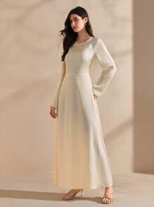 Graceveil Váy voan satin bất đối xứng thanh lịch cho nữ - Màu be - Xem 3