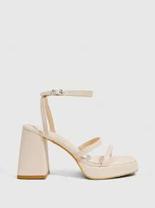 CUCCOO SZL Cuccoo 女士时尚杏色条纹高跟凉鞋 - 米色 - 查看 10