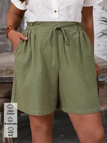 EMERY ROSE 大码女式纯色腰带口袋休闲短裤，度假，女式西部装，乡村音乐会，夏季西部装，夏威夷