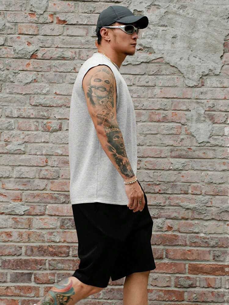 Men's Letter Print Colorful Top Suit Set, Summer