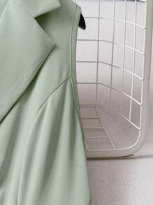 SHEIN Clasi Váy xếp ly trơn màu thanh lịch cho nữ, Xuân/Hè - màu xanh lá - Xem 5