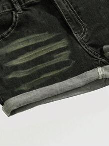 ROMWE Avant 女士Y2K时尚星形低腰牛仔短裤 - 藍色 - 查看 3