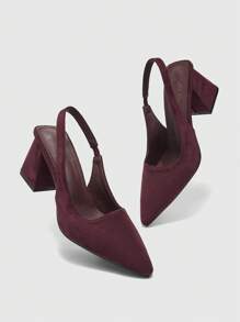 CUCCOO BIZCHIC 时尚酒红色麂皮女士高跟鞋 - 酒紅色 - 查看 6