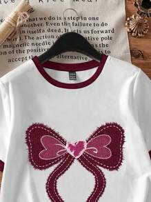 SHEIN EZwear Áo thun tay ngắn cổ tròn in họa tiết tối giản giản dị dành cho nữ, phù hợp cho mùa hè - Nhiều màu - Xem 4