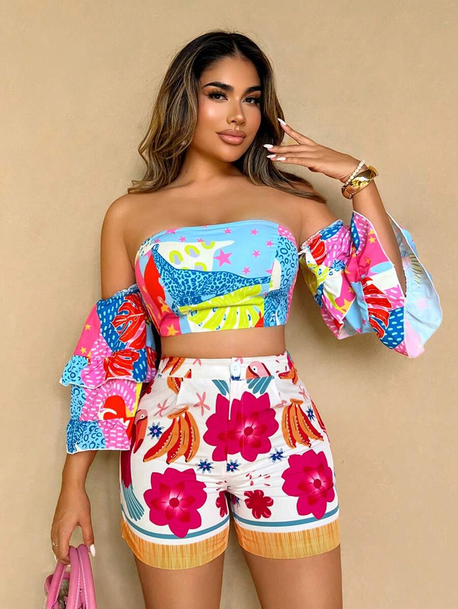 Sirith Women's Summer Floral Print Casual Shorts With Pockets - Multicolor - View 1