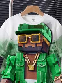 SHEIN Leap Crew 2 件套青少年男童休闲纯色短袖圆领服装，适合夏季 - 彩色 - 查看 3
