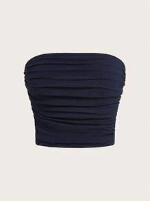 SHEIN EZwear Bộ 2 món đồ thường ngày màu xanh navy dành cho nữ - Màu xanh hải quân - Xem 9