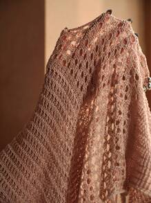 MOTF PREMIUM 珠饰细节镂空罩衫连衣裙 - 卡其色 - 查看 8