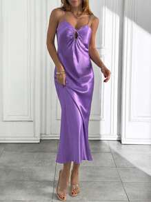 EURMUSE OFF SHOULDER V COLLAR MAXI STRAP DRESS Women Dresses Birthday Women S Clothes Woman S Summer Clothes Women Summer Clothing - Purple - View 4
